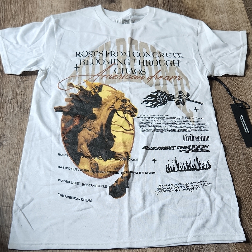 Civilregime White Graphic Tee with Artistic Print